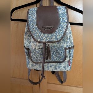 Unionbay, Floral and Kitty Patterned Backpack with Brown Accents